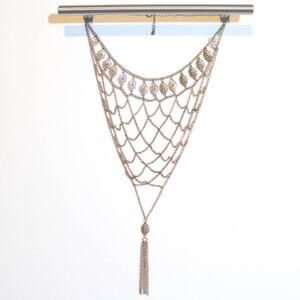 Forever21 Chain Net Triangle Necklace Gold Tone